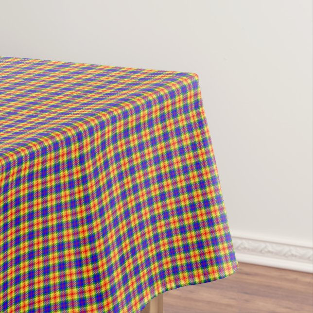 Rainbow Colours Plaid Tartan Pattern Tablecloth (In Situ)