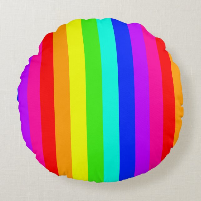 Rainbow Colours Round Pillow (Front)