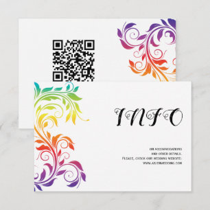 Rainbow colours scroll leaf gay lesbian wedding enclosure card