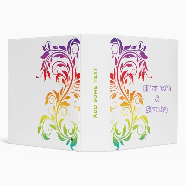 Rainbow colours scroll leaf wedding planner binder (Background)