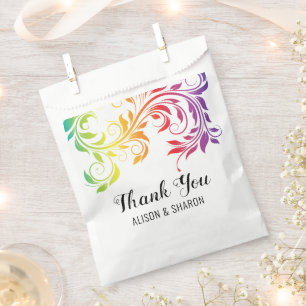 Rainbow colours scroll Thank You lesbian wedding  Favour Bag