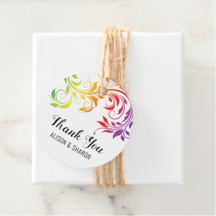 Rainbow colours scroll Thank You lesbian wedding Favour Tags