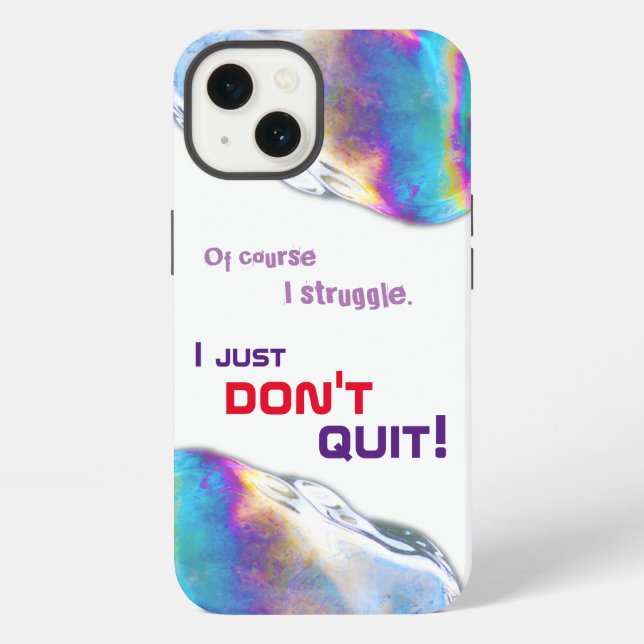 Rainbow colours shimmer bubbles funny lettering iPhone case (Back)