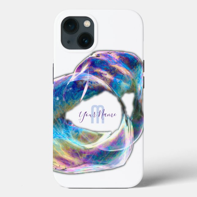 Rainbow colours shimmer bubbles personal Monogram! Case-Mate iPhone Case (Back)
