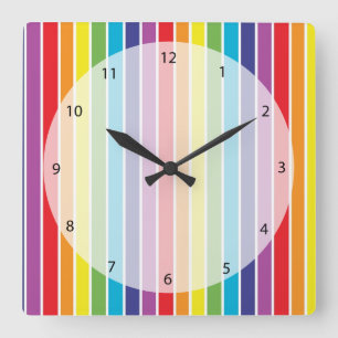 Rainbow colours square wall clock