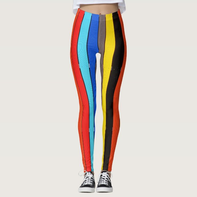 Rainbow Colours Striped Leggings (Front)