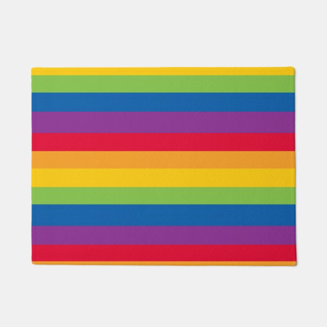 Rainbow Colours Stripes Doormat (Front)