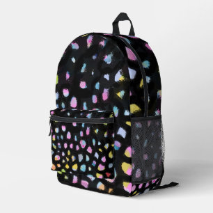 Rainbow Colours Terrazzo Style on Black Unisex  Printed Backpack