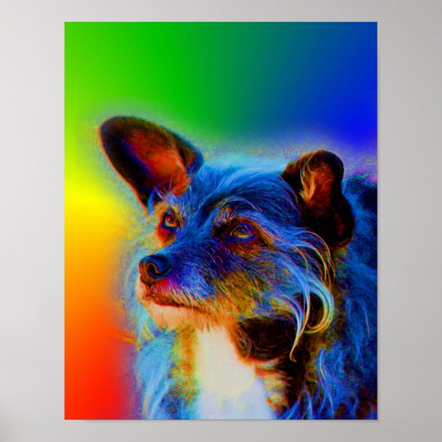 Rainbow Colours Terrier Abstract Dog Art Poster (Front)