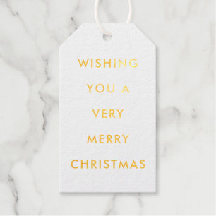 Rainbow Colours Typography Merry Christmas Gold Gift Tags