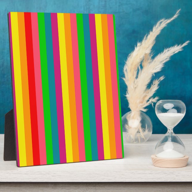 Rainbow Colours Vertical Stripes Style Plaque (Side)