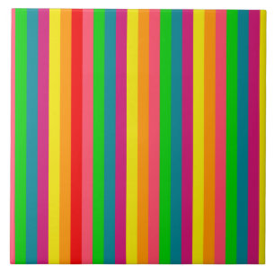 Rainbow Colours Vertical Stripes Style Tile