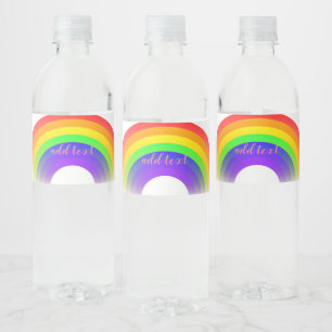 Rainbow colours water bottle label