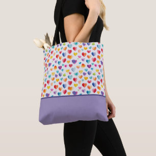 Rainbow Colours Watercolor Style Hearts Colour Blo Tote Bag