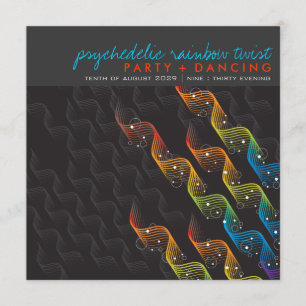 Rainbow Colours Wavy Abstract Twist Party Invite