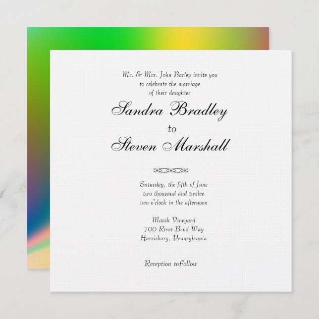Rainbow Colours Wedding Invitation (Front/Back)