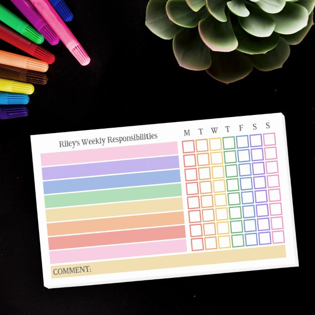 Rainbow Colours Weekly Responsibilities Chore Char Post-it Notes (Creator Uploaded)