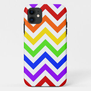 Rainbow Colours, White Large Chevron ZigZag Patter iPhone 11 Case