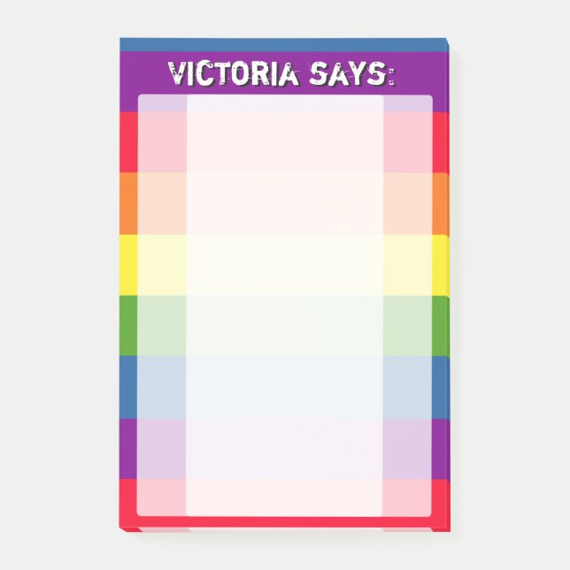 Rainbow Colours with Custom Text Post-it Notes (Front)
