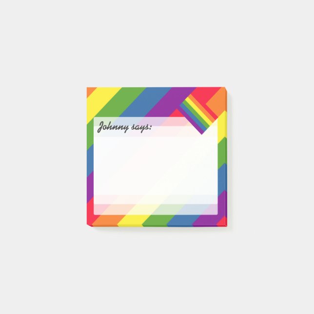 Rainbow Colours with Flag and Custom Text Post-it Notes (Front)