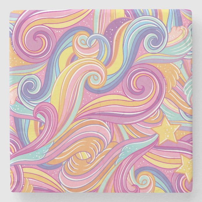 Rainbow Comet: Magical Dreamy Sky. Stone Coaster (Front)