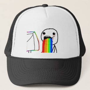 Rainbow computer face trucker hat