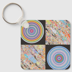 Rainbow concentric circle design keychain