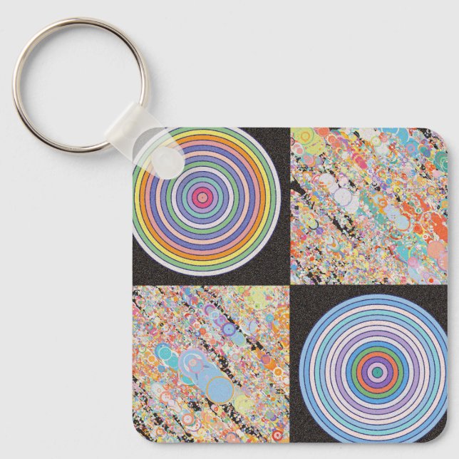 Rainbow concentric circle design keychain (Front)