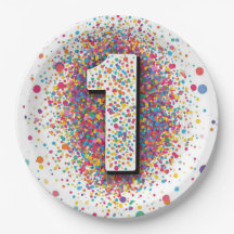 Rainbow Confetti 1st Birthday Napkins Colorful Age