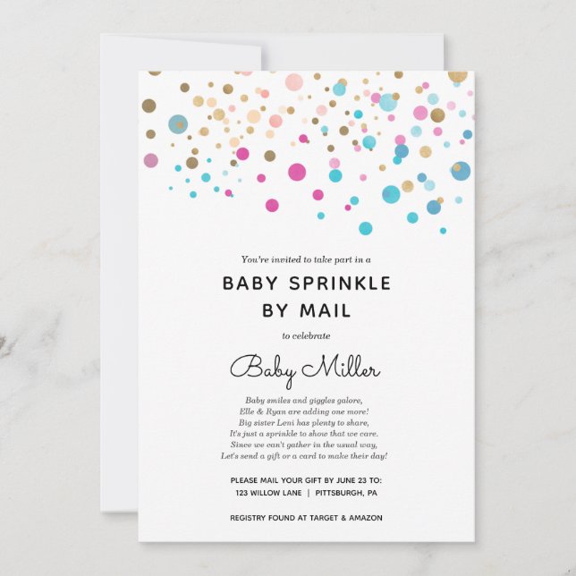 Rainbow Confetti Baby Sprinky par Mail Invitation (Devant)
