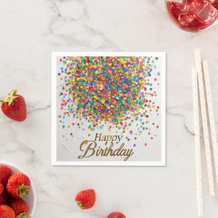 Rainbow Confetti Birthday Napkins   Colorful Party