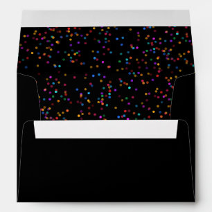 Rainbow Confetti Black And Gold Return Address Envelope