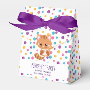 Rainbow Confetti Cute Kitty Cat Birthday Party Favor Box