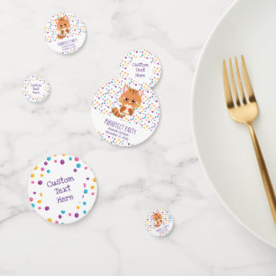 Rainbow Confetti Cute Kitty Chat Anniversaire