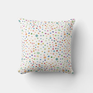 Rainbow Confetti Dots Watercolor Throw Pillow