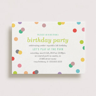 Rainbow Confetti Invitation d'anniversaire