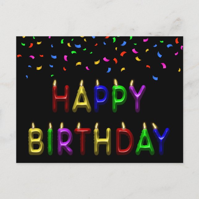 Rainbow Confetti joyeuse carte postale de bougies  (Devant)