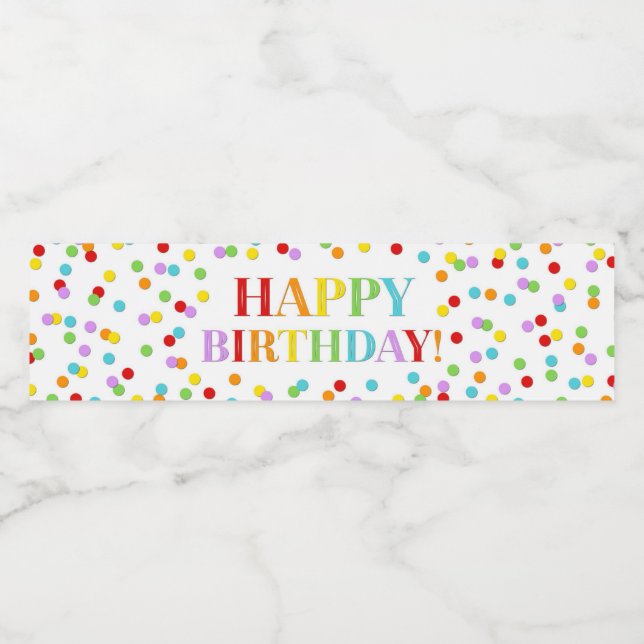 Rainbow Confetti Joyeux Étiquette de bouteille d'e (Étiquettes simples)
