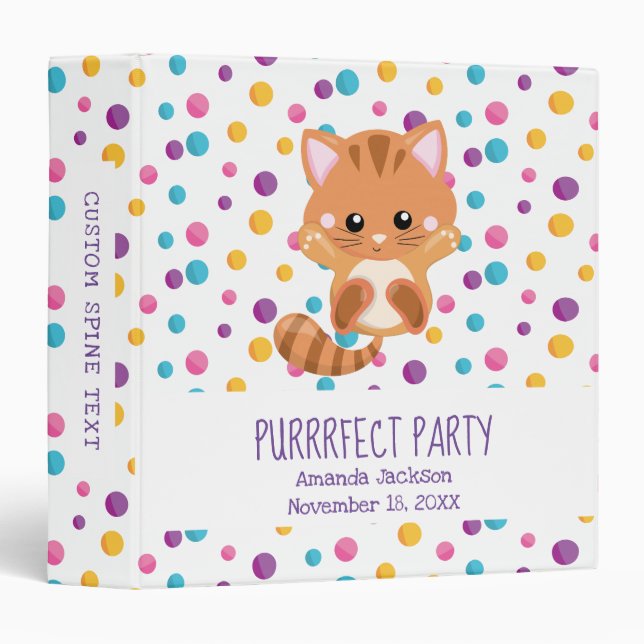 Rainbow Confetti Kitty Birthday Party Photo Album Binder