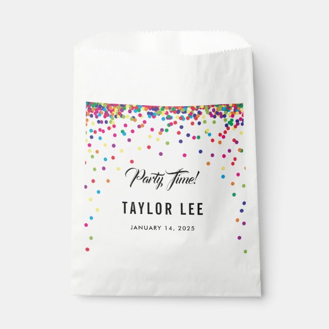 Rainbow confetti sprinkles birthday party decor favour bag (Front)