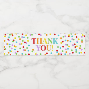 Rainbow Confetti Thank You Water Bottle Label