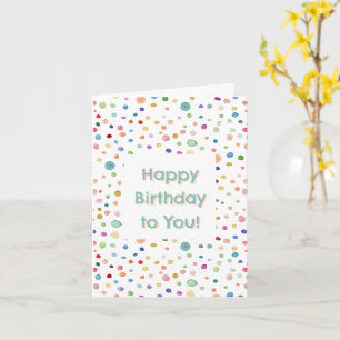 Rainbow Confetti Watercolor Dots Birthday Card