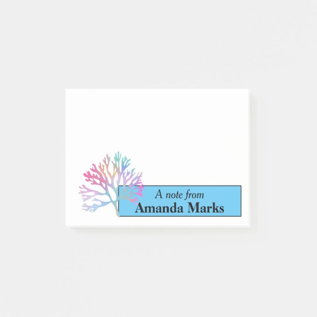 Rainbow Coral Personalized Post-it Notes (Front)