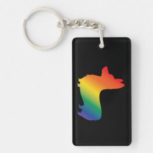 Rainbow corgi keychain