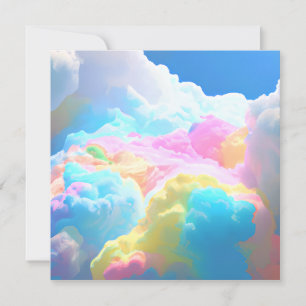 Rainbow cotton candy clouds classic  invitation