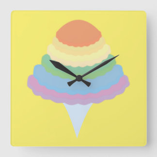 Rainbow Cotton Candy Square Wall Clock