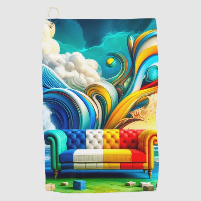 Rainbow Couch Golf Towel (Front)