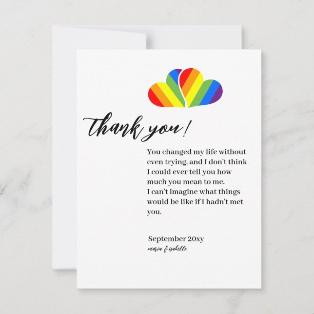 Rainbow Couple thank you cards (Back)