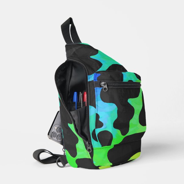 Rainbow Cow Print Sling Bag (Open)
