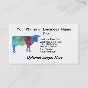 Rainbow Cow With Customizable Text Business Card